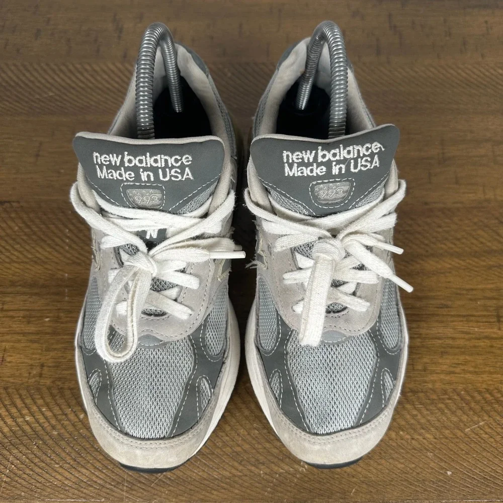 New Balance Shoes Kids 5.5Y Grey 993 Made in USA Suede Running Sneakers Athletic